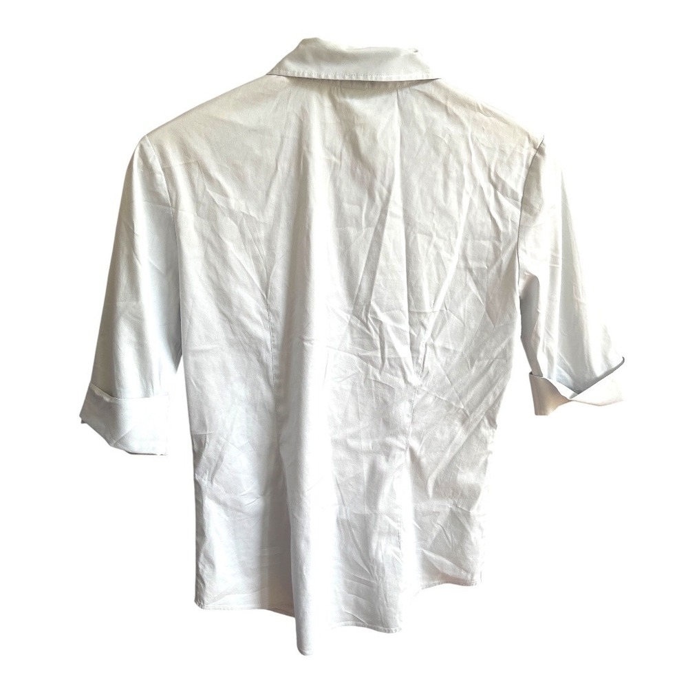 Theory Brit White Button‎ Down  3/4 Sleeve Shirt M - Picture 6 of 8